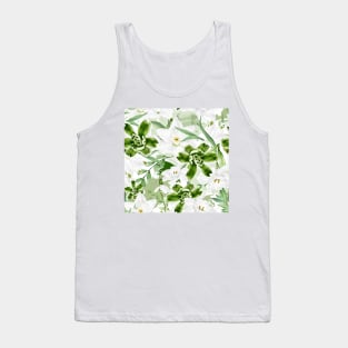 White Watercolor Flowers 4 Tank Top